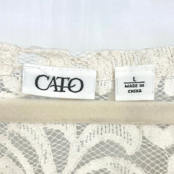 Cato Cream Lace Scalloped Edge Top Size L - Picture 7 of 7